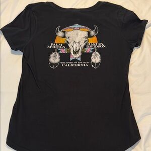 Harley-Davidson Black and Orange V-Neck Tee